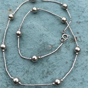 Beaded Liquid silver necklace